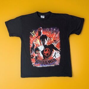 Marvel SpiderMan Across Spiderverse Double Side Single Stitch Black Shirt XL Vtg